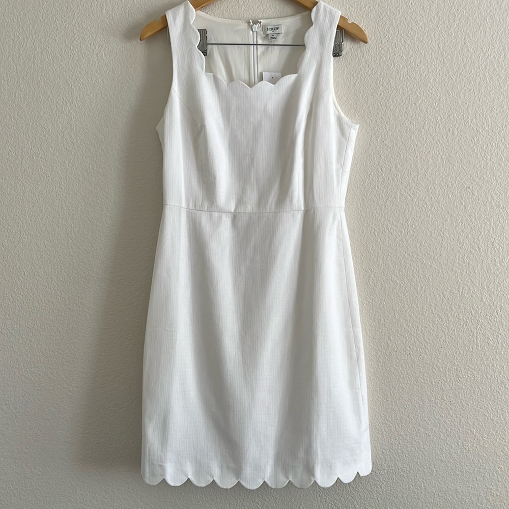 NWT Bright White J. Crew Scalloped Dress - Size 4